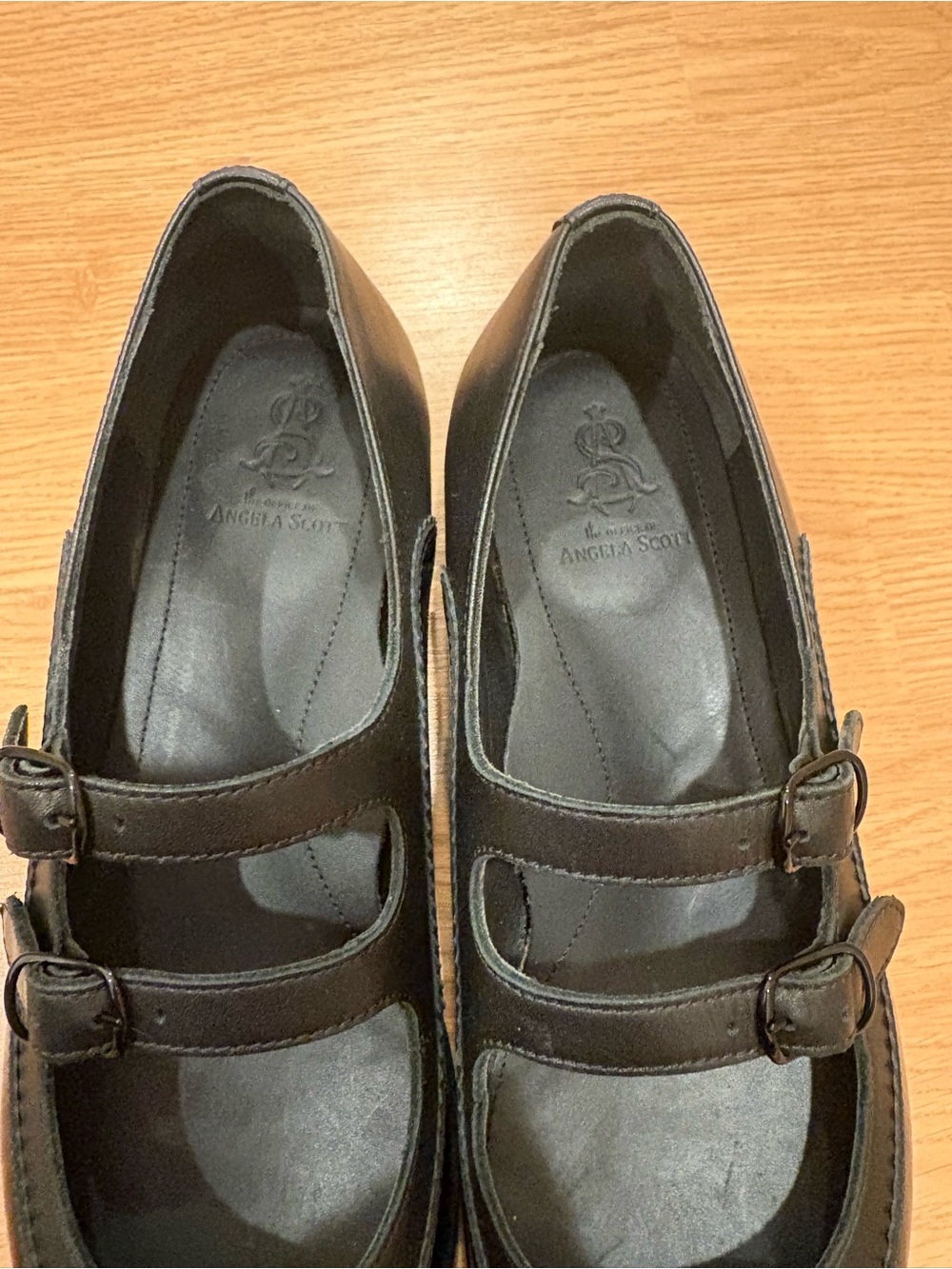 Angela Scott Pointed Double-Strap Mary Jane Flats - Black - Picture 4 of 7